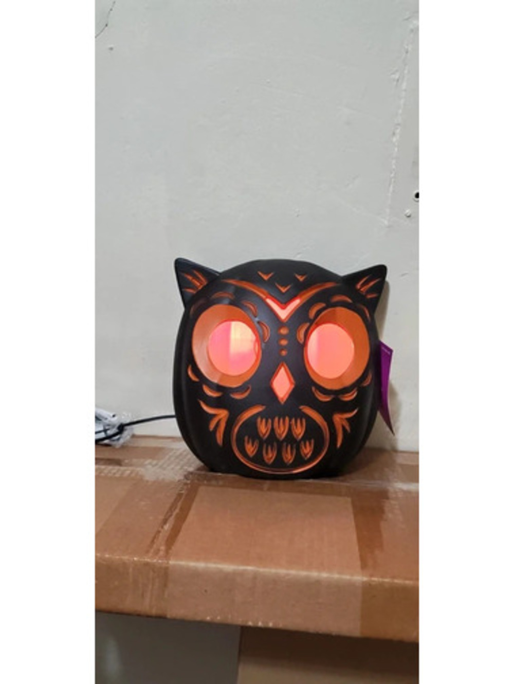 Home Accents Holiday Halloween Classics Plug In LED Black Owl Jack O Lantern